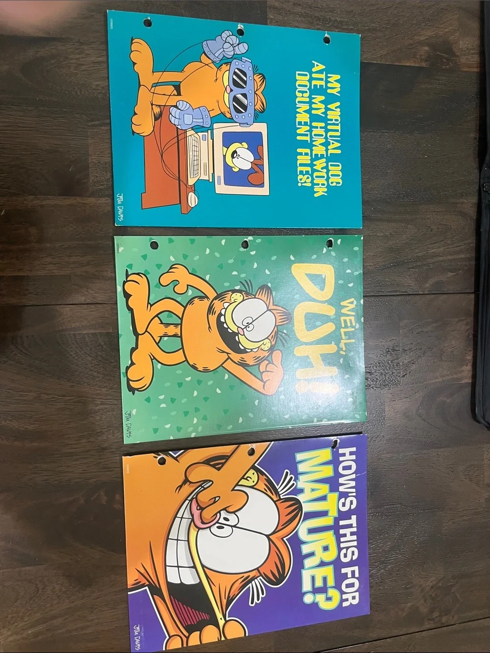 90s Vintage Garfield Mead PAWS Binder w/ 3 Garfield Pocket Folders